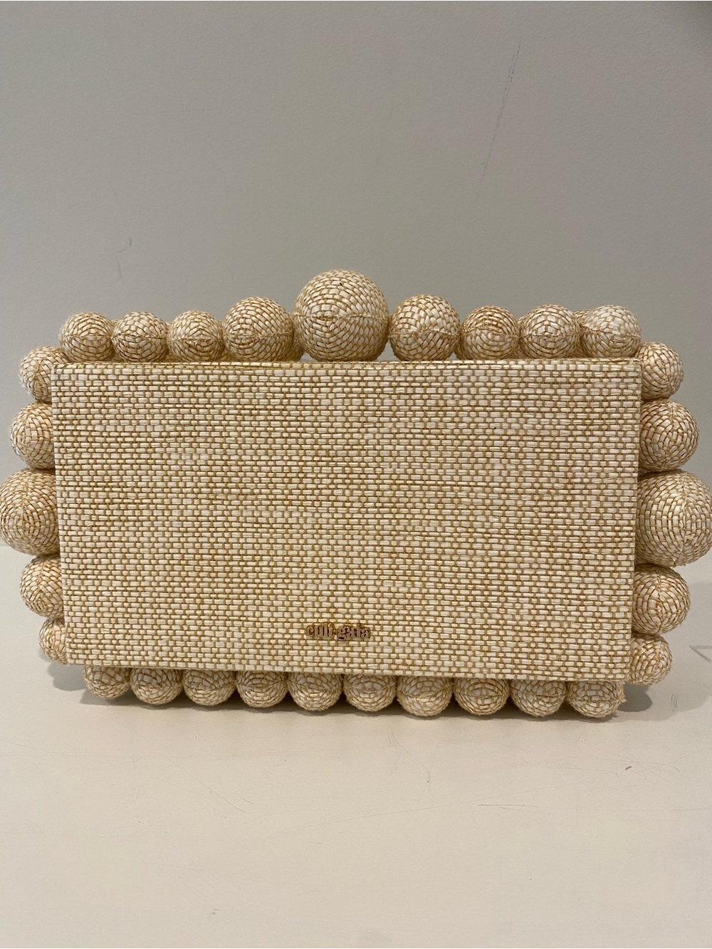 Cult Gaia Straw Minaudière Raffia Clutch in Cream and Neutral - like new